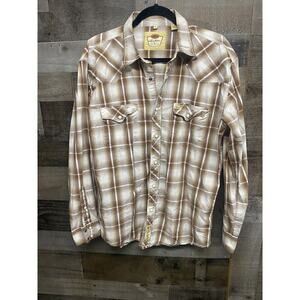 Larry Mahan Brown Plaid‎ Long Sleeve Western Snap Shirt Boy's L